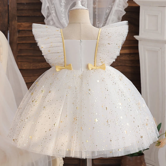 Fancy 12M Baby Sequins Tutu Gown Girl Sequin Bow 1st Birthday Princess Dress Flower Girl Costume for Wedding Party Summer Cloth