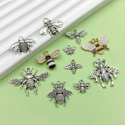 Random 20pcs Alloy Bee Design Charms Vintage Insect Pendants for DIY Bracelet Necklace Jewelry Making Accessories