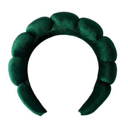 Sponge Spa Headband Velvet Washing Face Wide Padded Headband Skin Care Makeup Removal Shower for Women Girls Hair Accessories Dark Green