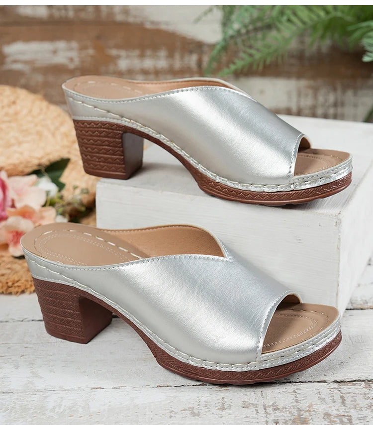 Women's Sandals Summer 2025 Heels Sandalias Mujer Peep Toe Woman ShoesCSummer Footwear Women Heeled Slippers Luxury Heeled Shoes