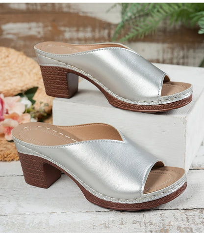 Women's Sandals Summer 2025 Heels Sandalias Mujer Peep Toe Woman ShoesCSummer Footwear Women Heeled Slippers Luxury Heeled Shoes