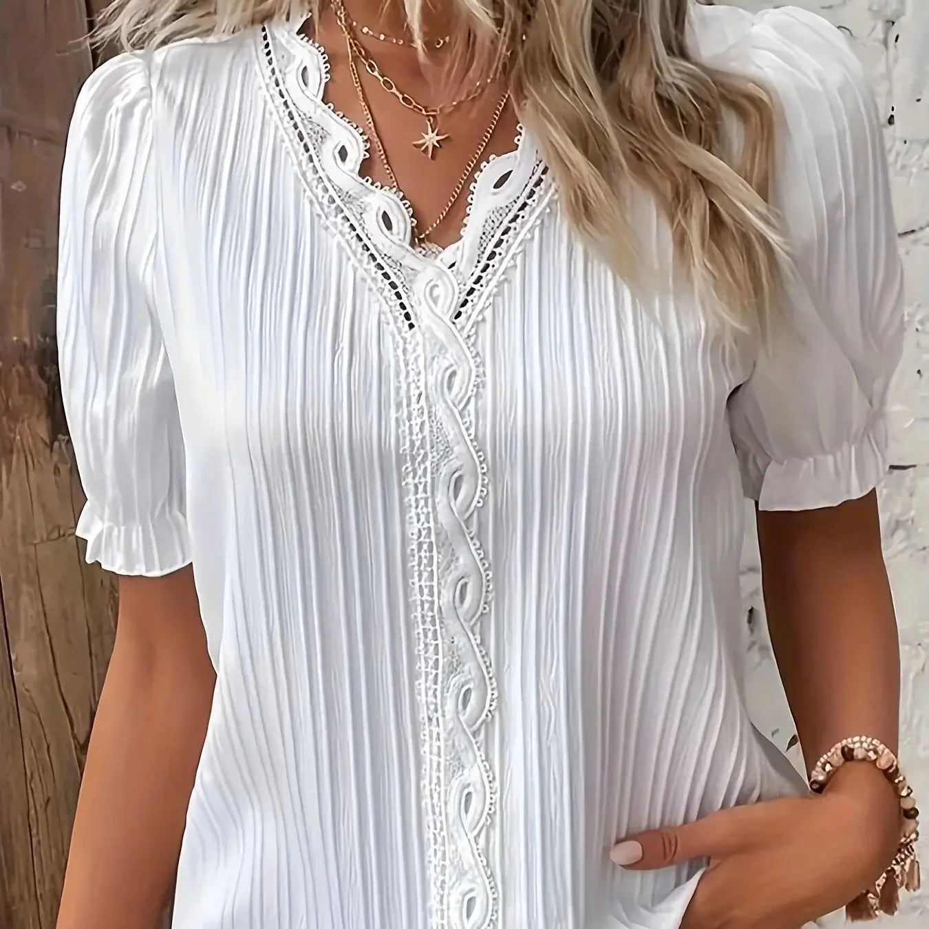 Plus Size Spring and summer new short sleeved elegant and fashionable women's top