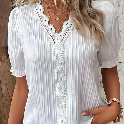 Plus Size Spring and summer new short sleeved elegant and fashionable women's top