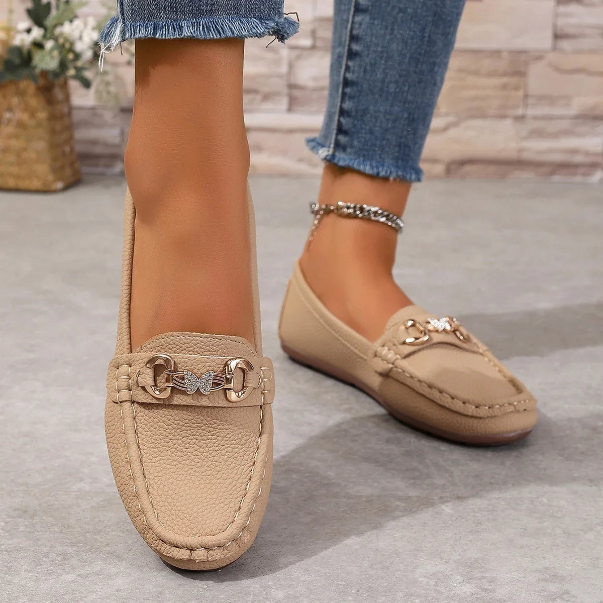 Women's Casual Slip on Mary Jane Shoes 2025 Spring Autumn New Fashion Round Toe Solid Soft Sole Flat Loafers Zapatos De Mujer