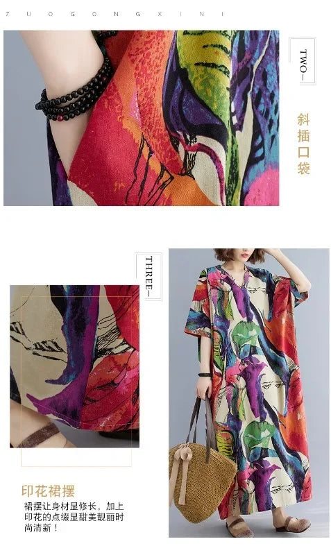 Summer Dress for Women Clothing Long Dress Fashion Clothes Cotton Vintage Harajuku Elegant Streetwear Maxi Beach Dresses