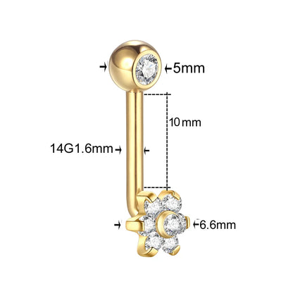 1PC Titanium Christina Piercing Flower Vertical Hood Intimate Piercing Gold Color Sexy Belly Rings Surface Jewelry for Men Women Badiee Stylez