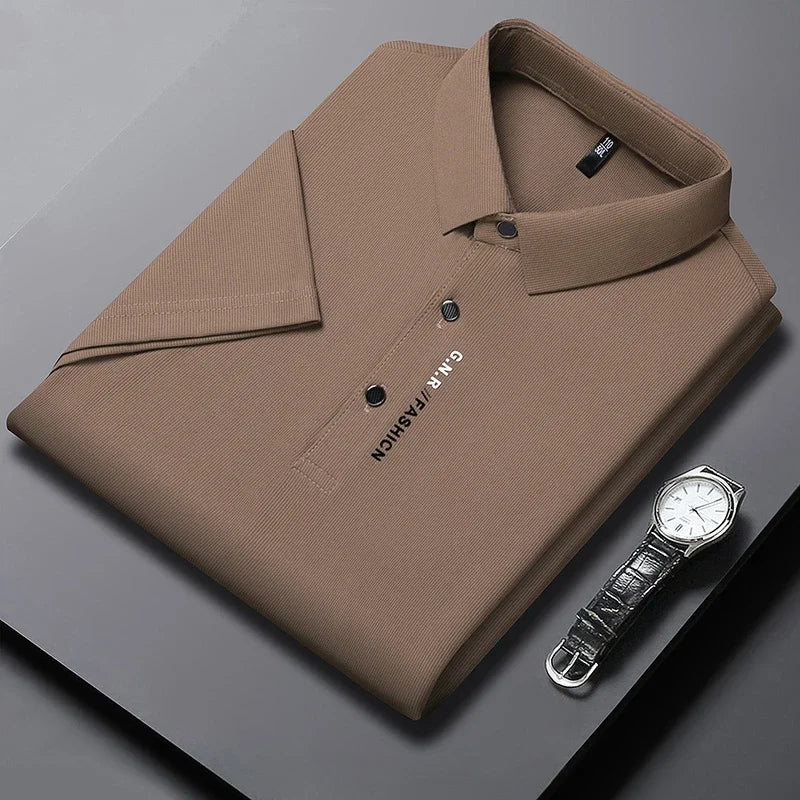 Men's Polo Shirt - Breathable & Comfortable Solid Color Top for Casual Business Style