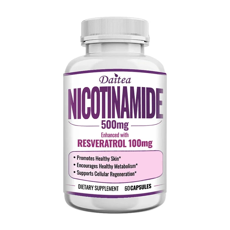 Niacinamide Vitamin B3 Capsules - Supports Brain Function and Heart Health, Boosts Energy Production, and Enhances Immunity 60count -1 bottle