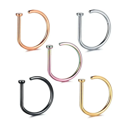 1/3/5Pcs 316L Stainless Steel Fake Piercing Nose Rings for Women Men, D-Shape Septum Nose Ring Clip On Nose Piercing Jewelry Badiee Stylez