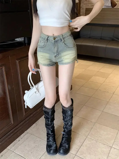 Elasticty Skinny Short Jean Pants Woman Zipper Denim Shorts for Women Designer Trend 2025 Jorts Aesthetic Design XL Streetwear