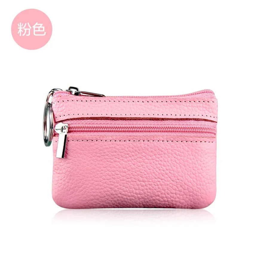 PU Leather Coin Purses Women Small Change Money Bags Pocket Wallets Key Holder Case Mini Functional Pouch Zipper Card Wallet Pink