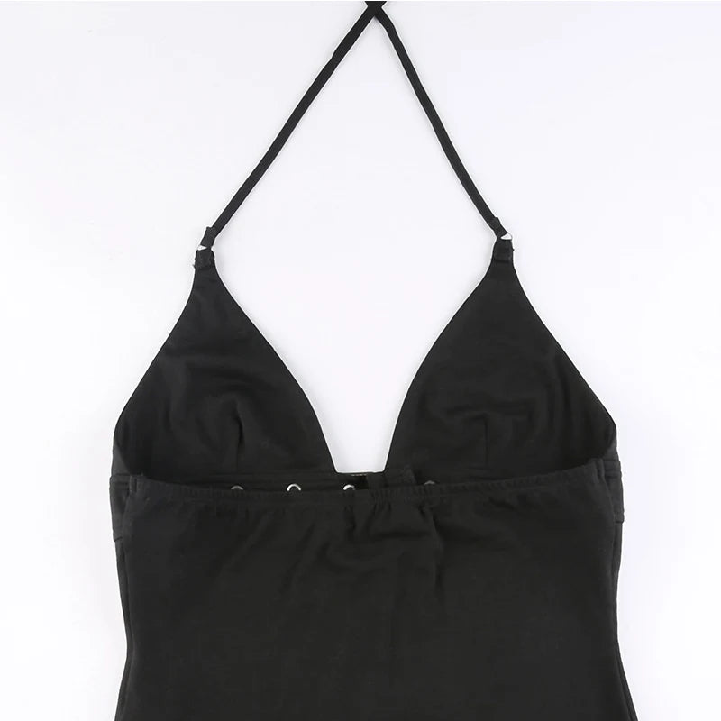 y2k Bandage Crop Top Black Backless Top Lace Up Cute Party Beach Summer Sweats Women Retro Basic Mini Vest Punk