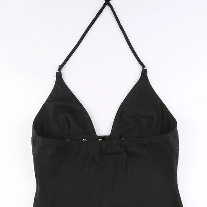 y2k Bandage Crop Top Black Backless Top Lace Up Cute Party Beach Summer Sweats Women Retro Basic Mini Vest Punk