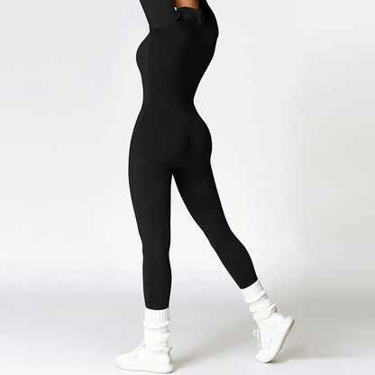 Warm Thin Fleece Jumpsuits Women's Tracksuit Winter One-Piece Sports Suit Black Fitness Jumpsuit Long Sleeves Workout Bodysuit Badiee Stylez