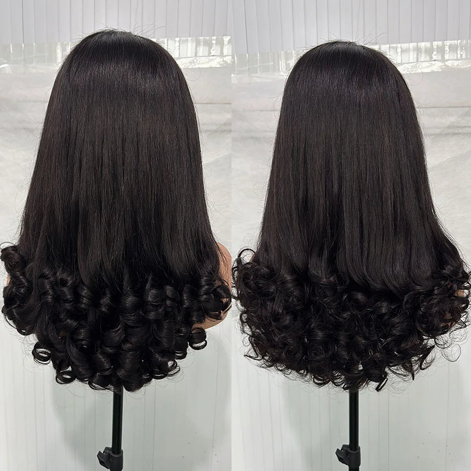 12A Double Drawn Spring Egg Curly Virgin Human Hair Wigs 5x5 HD Lace Glueless Wear And Go Bouncy Funmi Curly Lace Frontal Wigs 250%