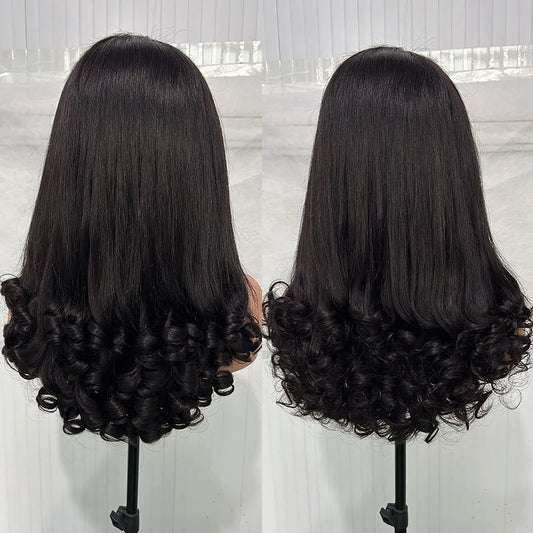 12A Double Drawn Spring Egg Curly Virgin Human Hair Wigs 5x5 HD Lace Glueless Wear And Go Bouncy Funmi Curly Lace Frontal Wigs 250%