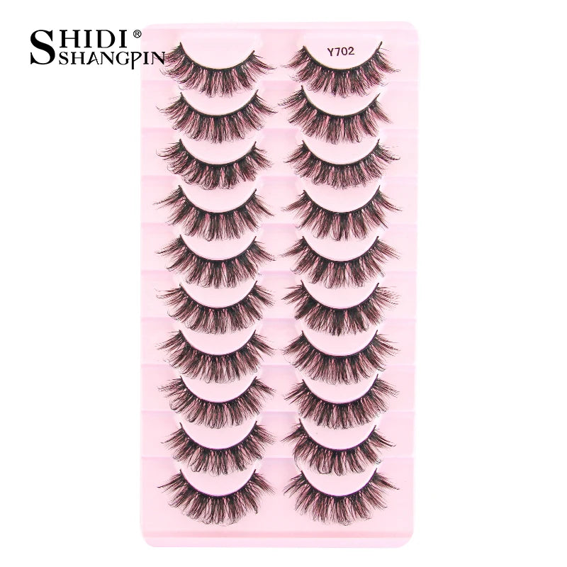 SHIDISHANGPIN 5/10Pairs False Lashes Cat Eye Eyelashes Eyelash Extension 3D Mink Half Lashes Natural Makeup faux Cils maquiagem 10 Pairs Y702