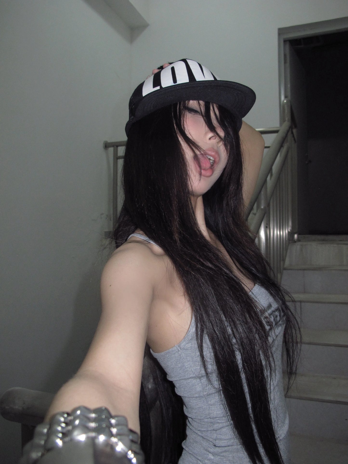 Karrcat Trashy 2000s Letter Print Tank Top Japanese Y2k Gray Camis Tops Grunge Aesthetics Sleeveless Crop Tops American Retro