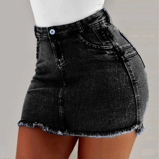 Mini Skirt Women's Wash Mini Female Short Skirts Summer Women's Sexy Denim Skirt Skirts for Women Knee Length Casual Black