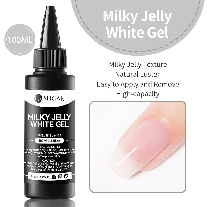 UR SUGAR 100ml Reinforcement Gel Nail Prep Dehydrator Nail Art Soak Off UV LED Base Gel No Wipe Top Coat Varnish Manicure Milky Jelly White