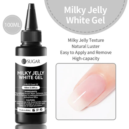 UR SUGAR 100ml Reinforcement Gel Nail Prep Dehydrator Nail Art Soak Off UV LED Base Gel No Wipe Top Coat Varnish Manicure Milky Jelly White