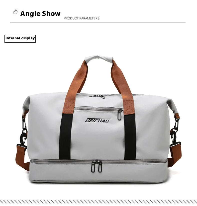 Large Capacity Travel Gym Bag Short-distance Luggage Portable Fitness Bags Shoulder Crossbody Handbags Men's Sports Waterproof B