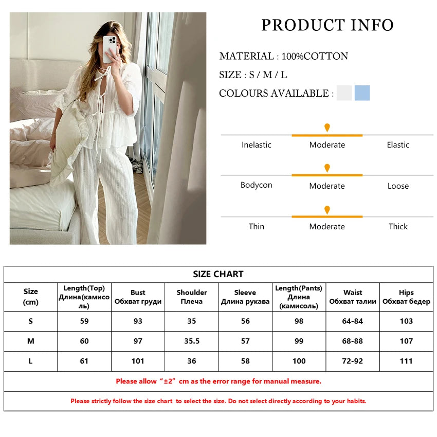 Marthaqiqi Winter Women Pajamas Suit Lace Up Sleepwear Long Sleeve Nightgowns O-Neck Nightwear Pants Casual Ladies Home Clothes