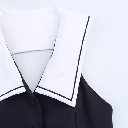 Women's Tops New Summer 2025 Sailor Suit Style Sleeveless Top Sexy Open Back Design Fashionable and Versatile Lively Personality