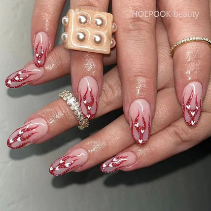 24pcs Nude French Fake Nails White Edge Almond False Nails Art Full Coverage Removable Waterproof Artificial Press on Nail JP1775