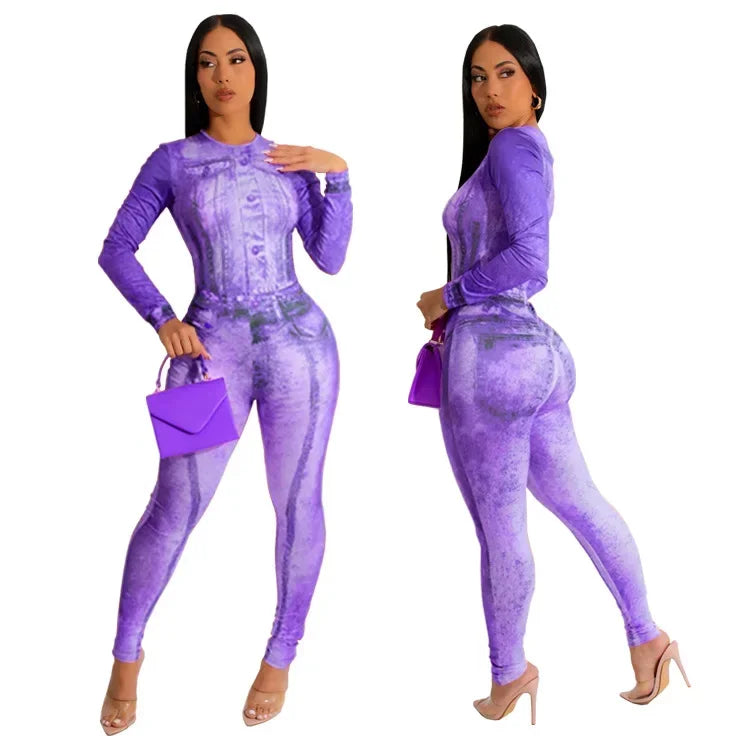 Fashionable Printed Long Jumpsuit Women's Clothing  Amazon Best Seller New Style Tight Fitting European And American Wear Badiee Stylez