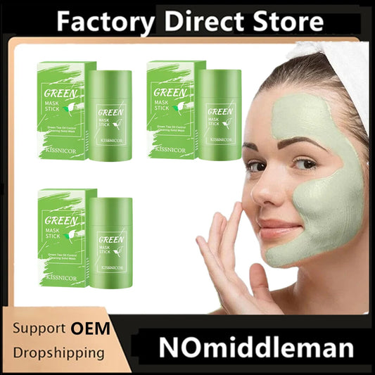 Face Clean Mask Green Tea Cleansing Stick Mask Shrink Pores Deep Blackhead Remover Facial Cleansing Moisturizing Mask Skin Care