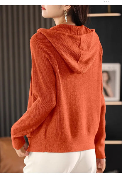 Women Cardigans Autumn Winter Turn-down Collar Zip Front Cardigan Thick Loose Sweater Basic Warm Knit Casual Korean Outerwear