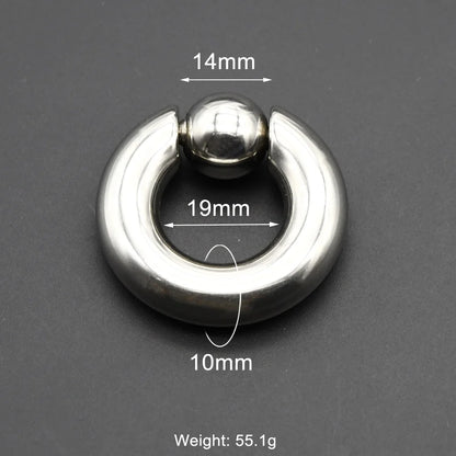 1Pc Large Gauges Stainless Steel CAPTIVE SPRING BEAD RING for Septum Piercing BCR Nose Ring Hoop Expander Earlobe Earrings 00G 10x19-14mm 1 Piece
