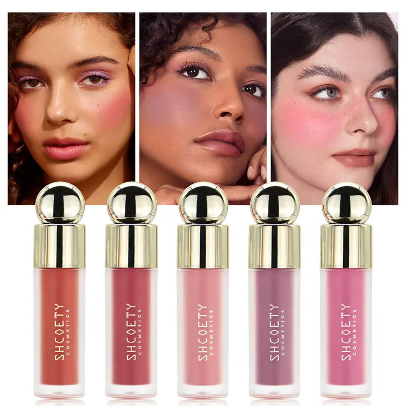 New Liquid Cheek Blush Facial Nourishing Blusher Gel Cream Multi-purpose For Eyes Lips Makeup Blush Stick Cosmetics With Sponge