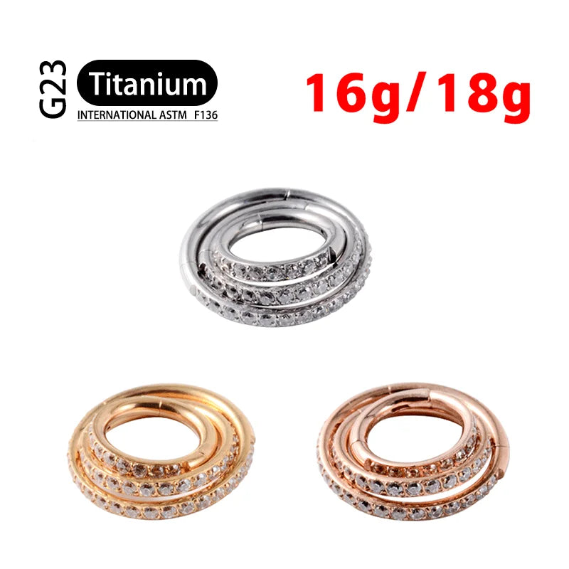 G23 Titanium Earrings Hoop Round Tragus Cartilage Helix Daith Lip Hinged Clicker Segment Ear Nose Ring Body Piercing Jewelry Badiee Stylez