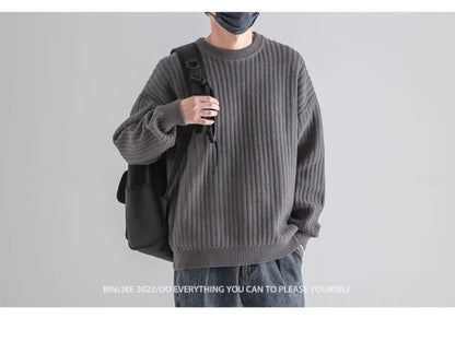 New Round-neck Sweater in Autumn and Winter Wears a Base and a Solid Color and a Trendy Brand Loose Warm Top Badiee Stylez