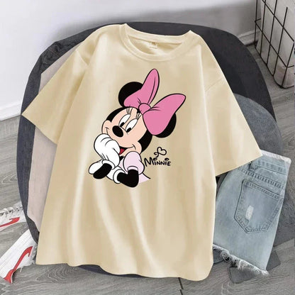 Women's T-shirt Cartoon Streetwear Mickey Mouse Women Tee Korean Loose Short Sleeve T Shirt Summer Y2k Clothes Tops Badiee Stylez