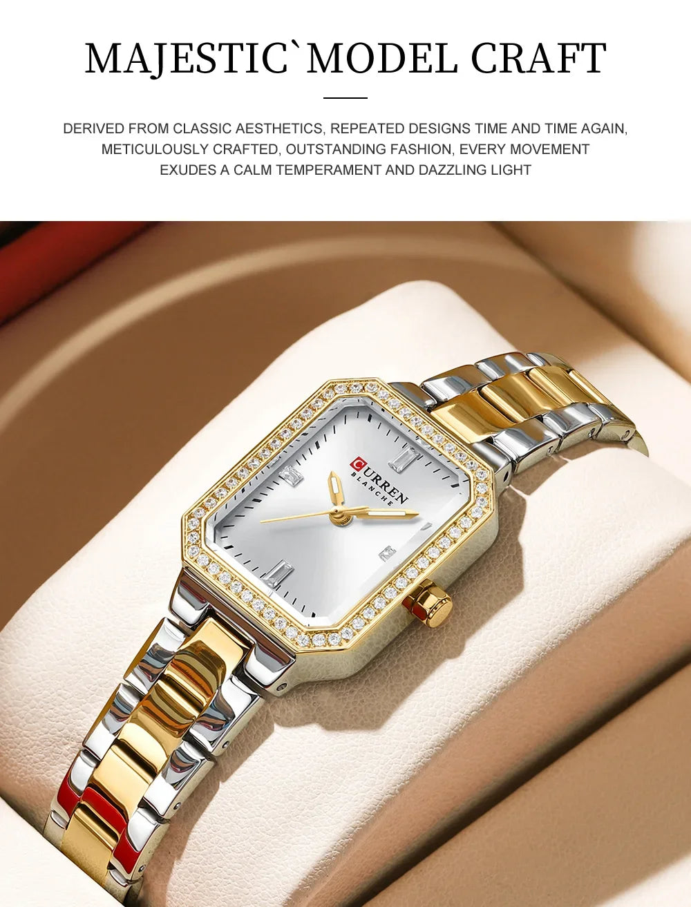 CURREN Women Watch Quartz Watch for Ladies Simple Elegant Dress Wristwatch Stainless Steel Bracelet