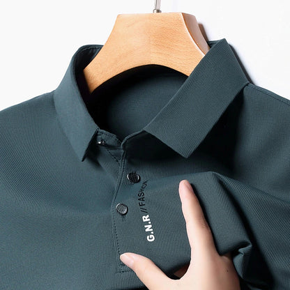 Men's Polo Shirt - Breathable & Comfortable Solid Color Top for Casual Business Style