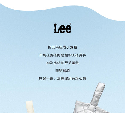 LEE Ladies Cute Design Puffer Bag Casual Soft Small Pink White Quilted Handbag Women Korean Style Down-filled Phone Bucket Bag