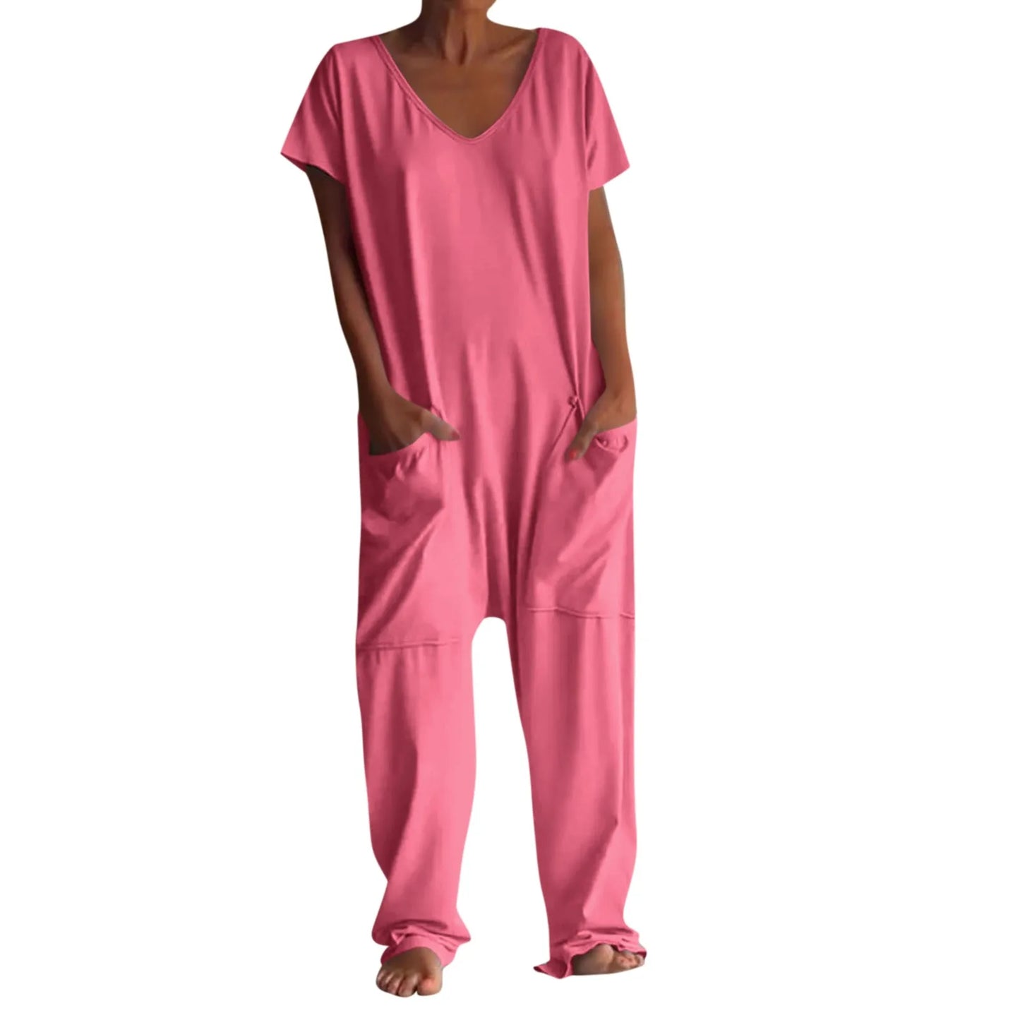 jumpsuit women Fashion Casual Short Sleeve Jumpsuits Loose and comfortable Pullover bodysuit With Pockets trend monos largos Badiee Stylez