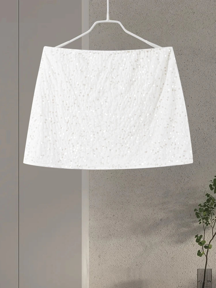 O-neck Vest Mini Skirt Suits Women Sexy sparkly Sequined Sleeveless Tank Tops With Bodycon Short Skirts Fashion Ladies Beachwear