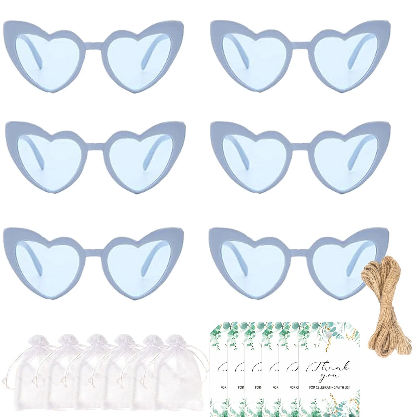 12-60Pcs Wedding Bridal Heart Shaped Sunglasses Party Favors Gift for Guests Bachelorette Hen Party Glasses Bridal Shower Decor Heart Blue Card 2 CHINA