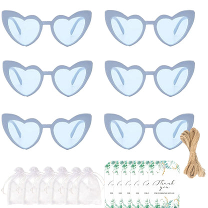 12-60Pcs Wedding Bridal Heart Shaped Sunglasses Party Favors Gift for Guests Bachelorette Hen Party Glasses Bridal Shower Decor Heart Blue Card 2 CHINA
