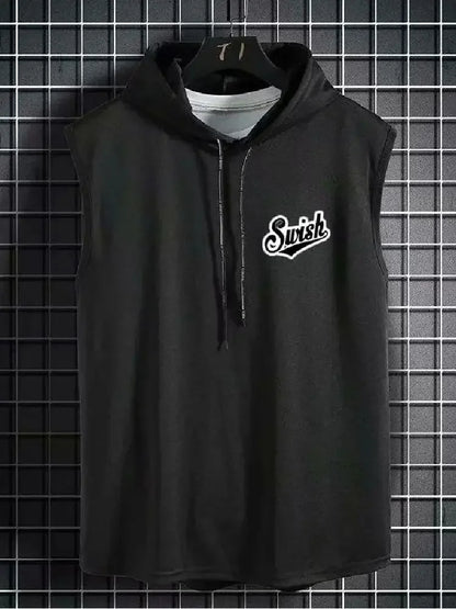 New Summer Hooded Sweatwear New Mens Short Sleeve Loose T-shirt Solid Color Lightweight Hoodie Fitness Breathable Collar Tops