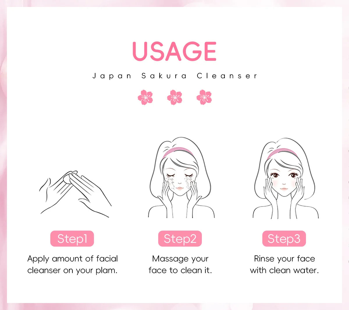 LAIKOU Sakura Cleanser Gentle Deep Cleaning Oil Control Moisturizing Shrink Pores Face Skin Care 50g Skin Cleanser All Skin Type