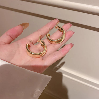 Trendy Gold Plated Geometric Gear Shape Circle Hoop Earrings for Women Girl Fashion Zircon Jewelry Buckle Type Badiee Stylez