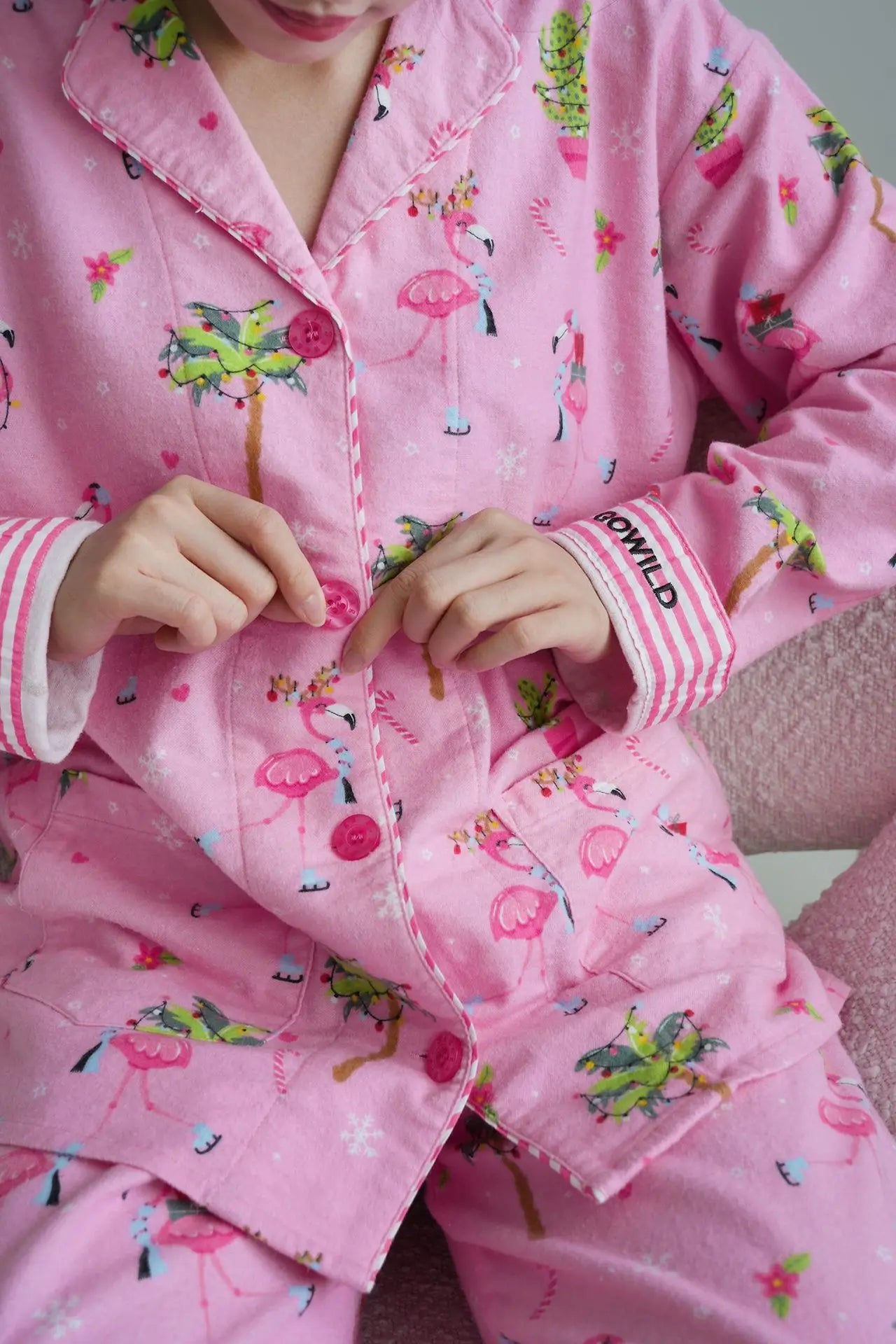 Women's Print Cotton Pajama Set Long Sleeve Autumn Winter Ladies Sleepwear 2 Pcs with Pant Single Breasted Pijama Suit Female