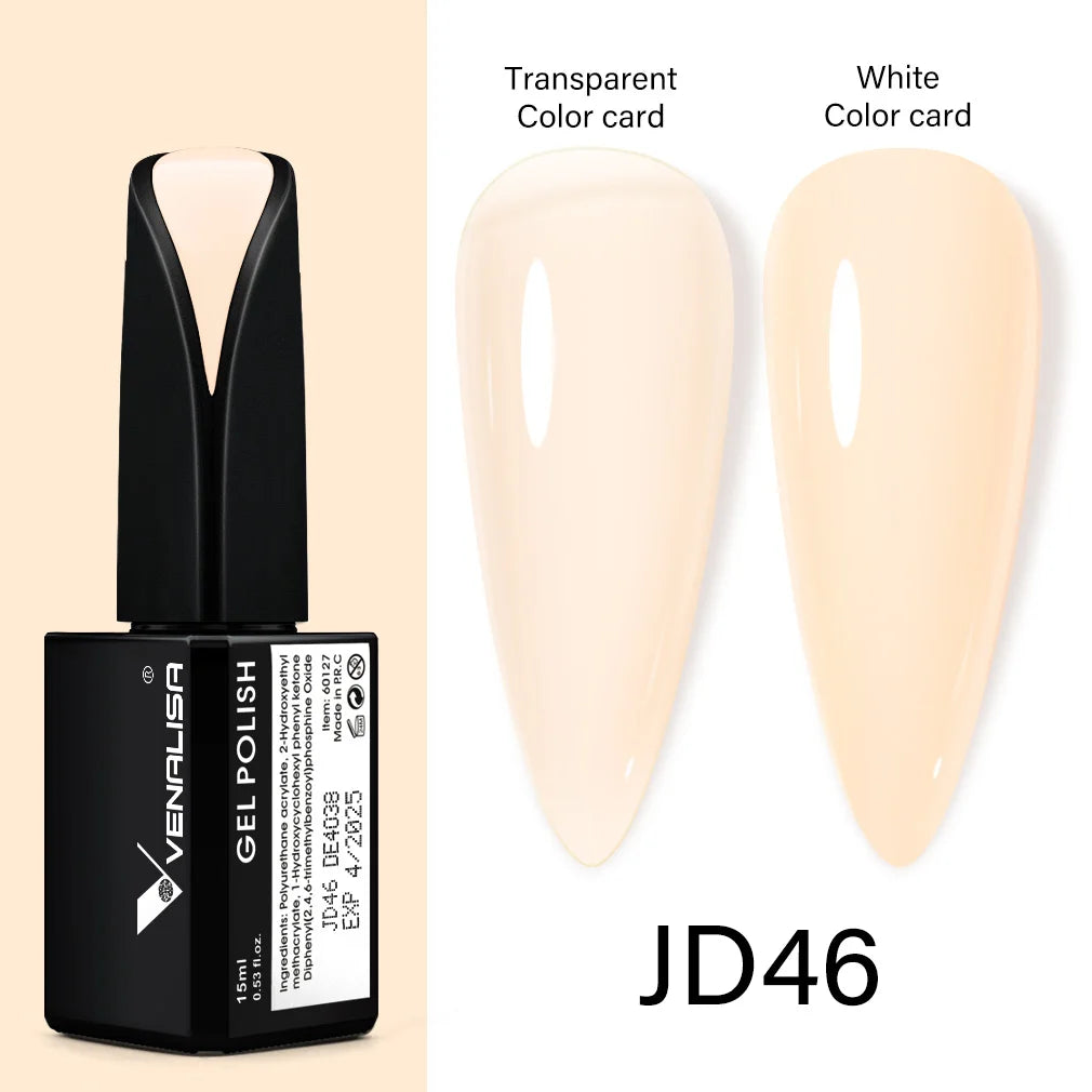 Venalisa 15ml Nail Prep Dehydrator Fast Dry Acid-Free Primer Bond Natural for Builder Jelly Gel Nail Gel Polish Color GelVarnish JD46 jelly color