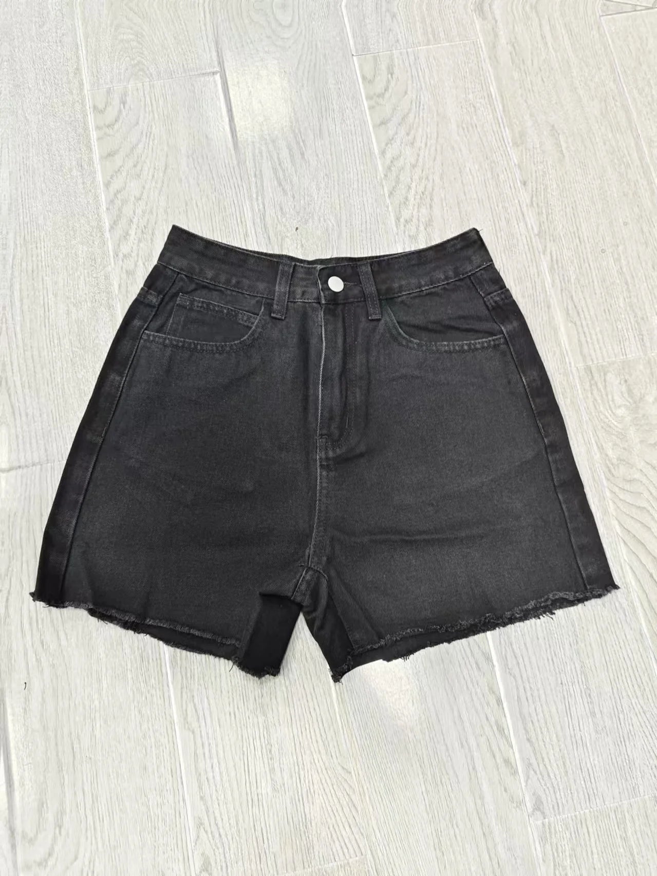 women's summer casual loose denim shorts black